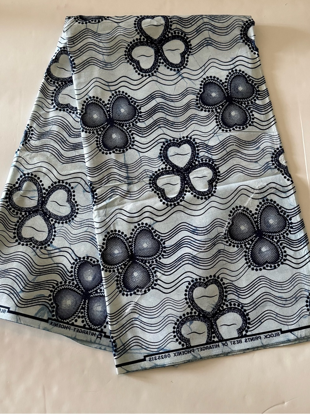 Navy and White Printed Cotton Fabric